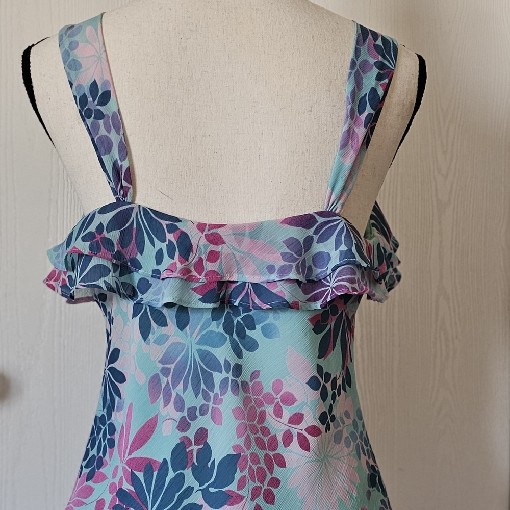 Mixit Floral Ruffle Top - Blue and Pink - Picture 2 of 7